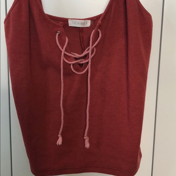 The Hanger Rust Lace Up Top - Picture 5 of 5